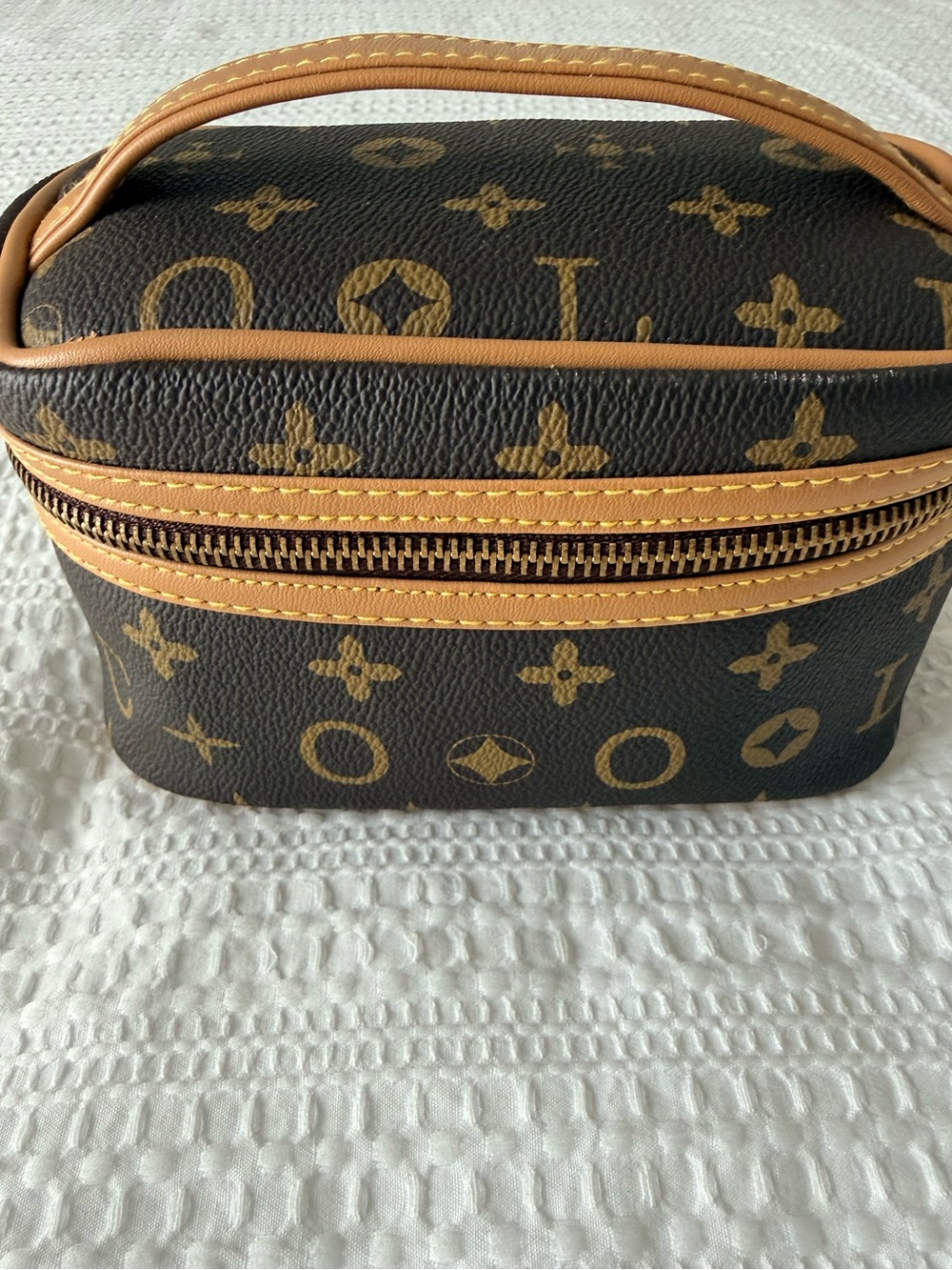 Very Cute MonogramVanity Case in Brown and Tan- NWOT